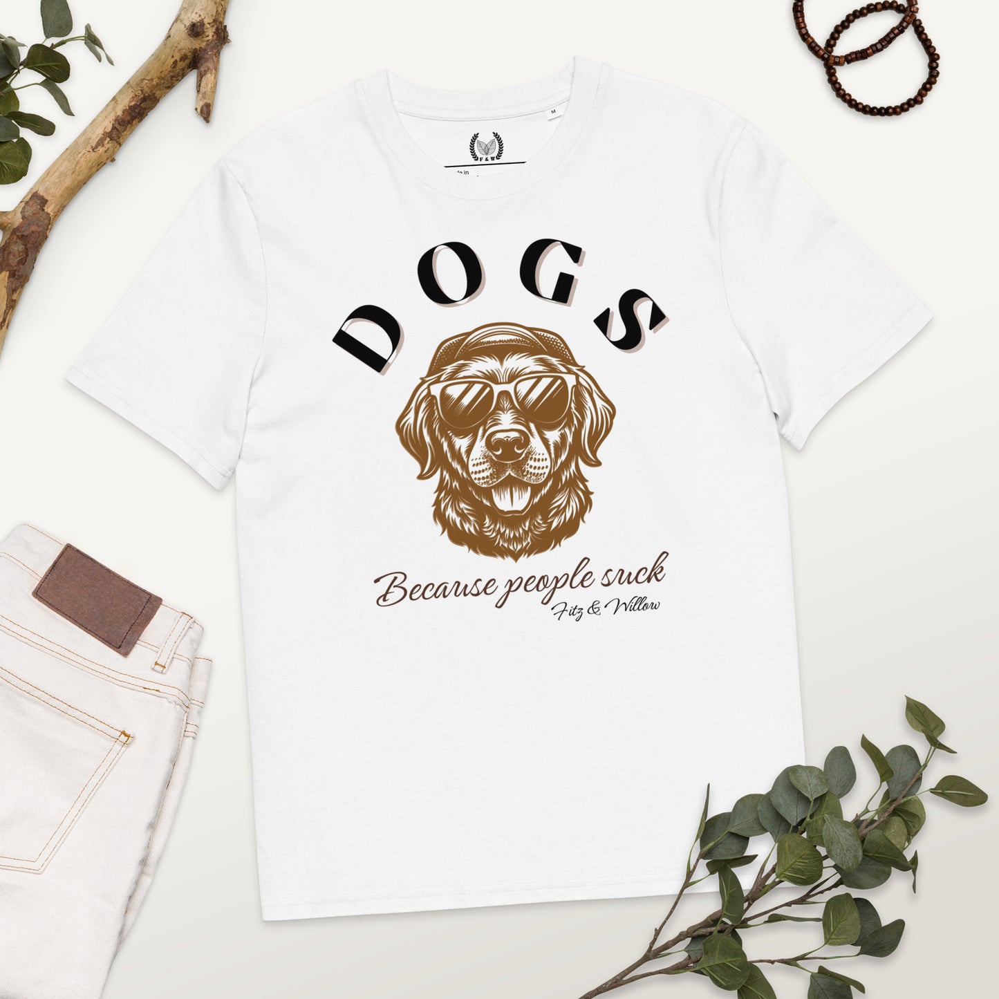 “Dogs Over People” Vegan Organic Cotton T-Shirt for Dog Lovers - Fitz & Willow