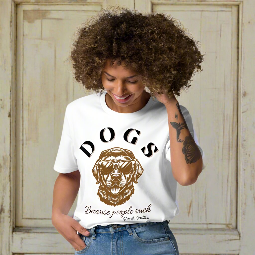 “Dogs Over People” Vegan Organic Cotton T-Shirt for Dog Lovers - Fitz & Willow