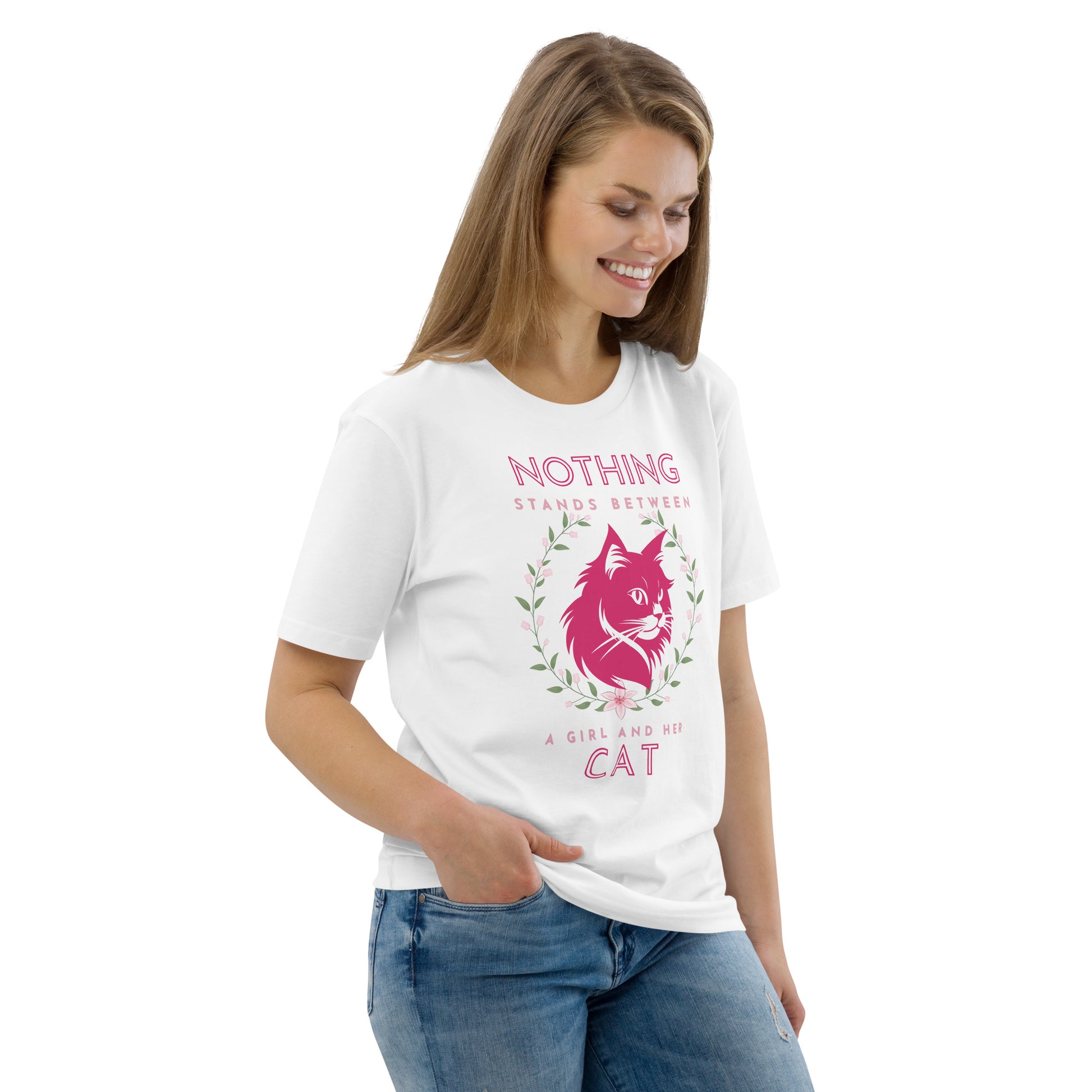 Eco-friendly t-shirt with cat print, Nothing Stands Between - Fitz & Willow