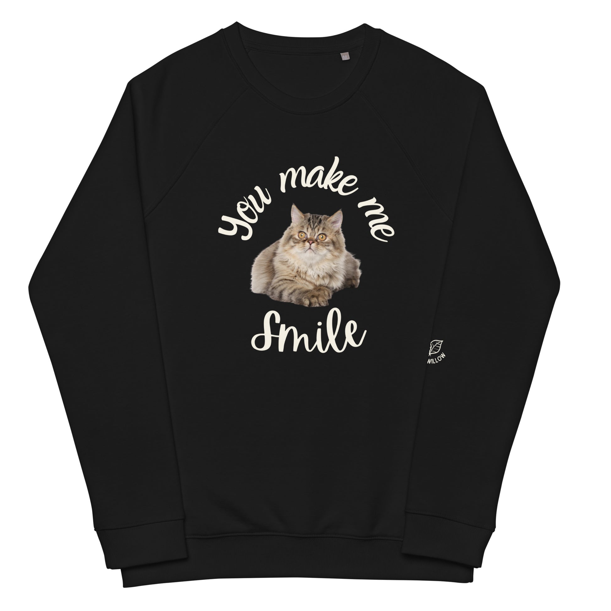 Unisex organic raglan sweatshirt, You make me smile - Fitz & Willow