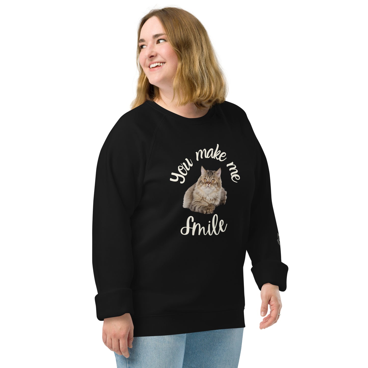 Unisex organic raglan sweatshirt, You make me smile - Fitz & Willow