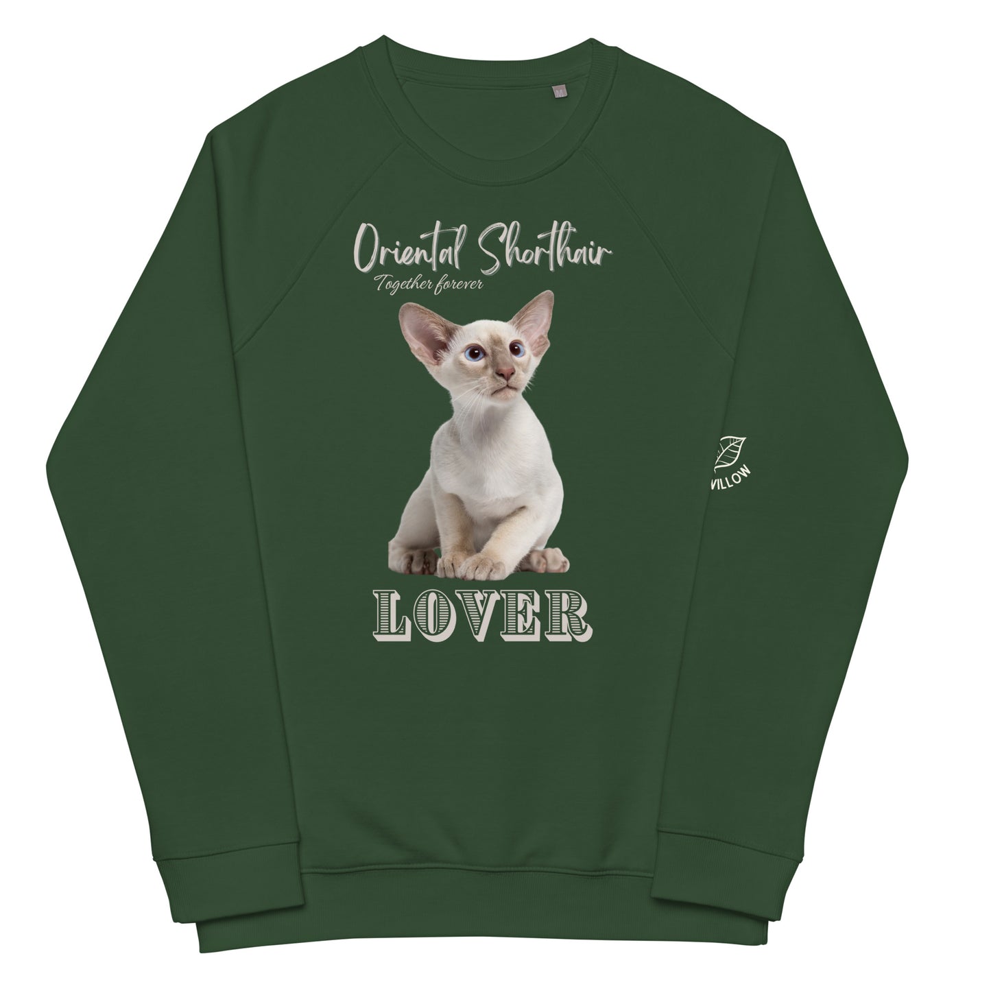 Oriental Shorthair Cat, organic raglan sweatshirt - Fitz & Willow