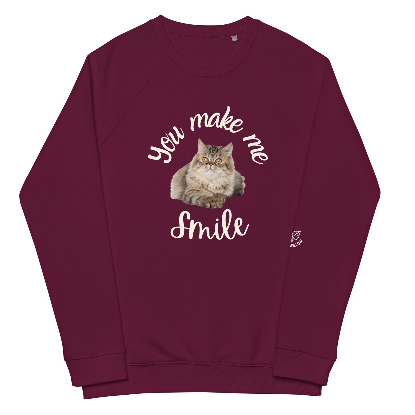 Unisex organic raglan sweatshirt, You make me smile - Fitz & Willow