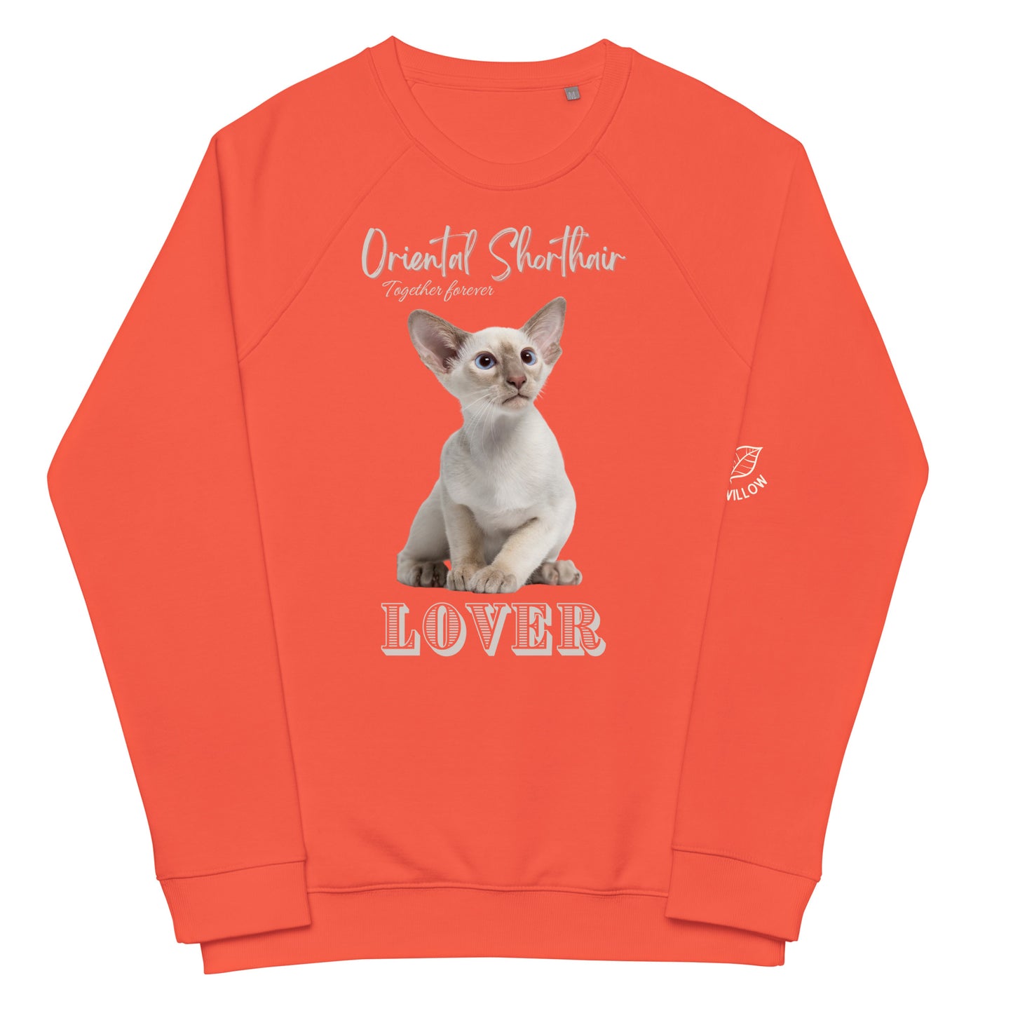 Oriental Shorthair Cat, organic raglan sweatshirt - Fitz & Willow