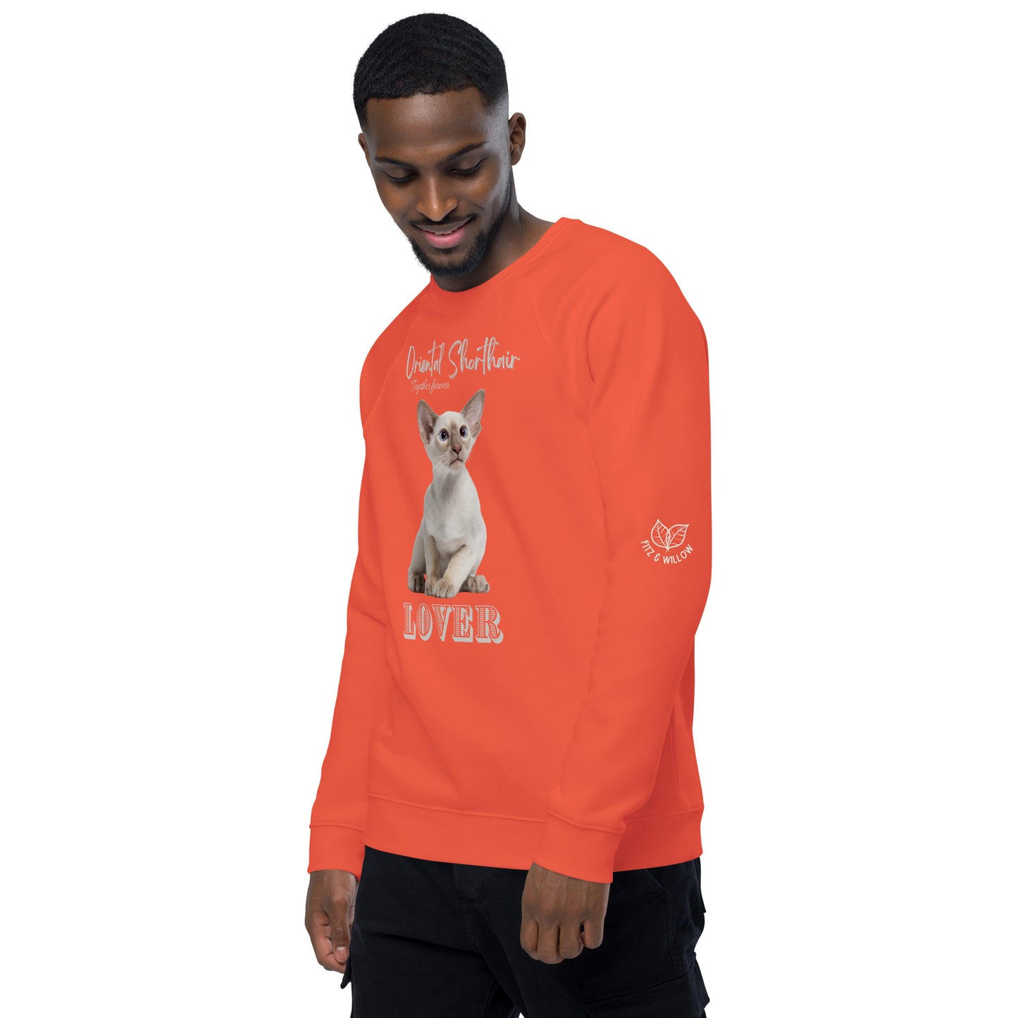 Oriental Shorthair Cat, organic raglan sweatshirt - Fitz & Willow