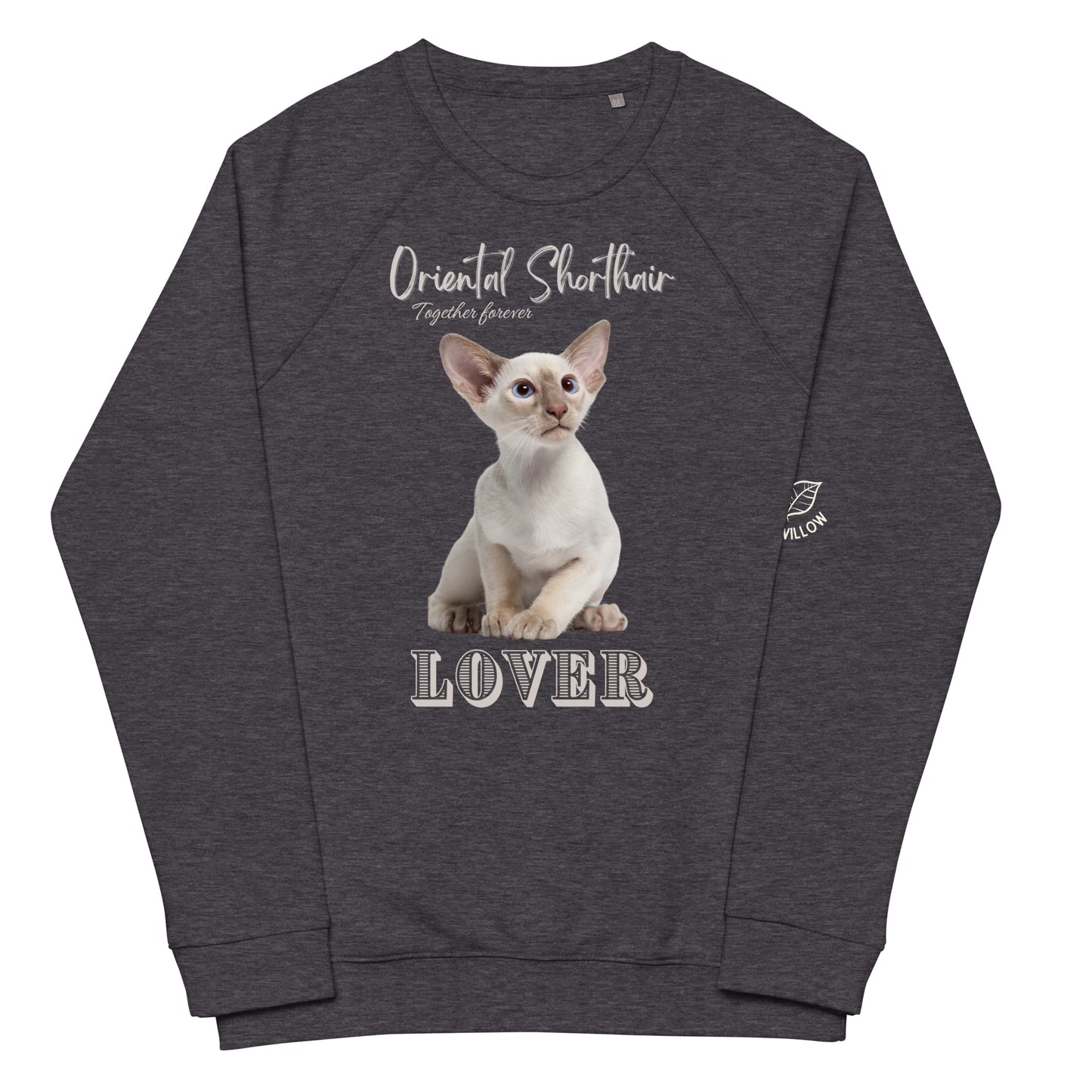 Oriental Shorthair Cat, organic raglan sweatshirt - Fitz & Willow