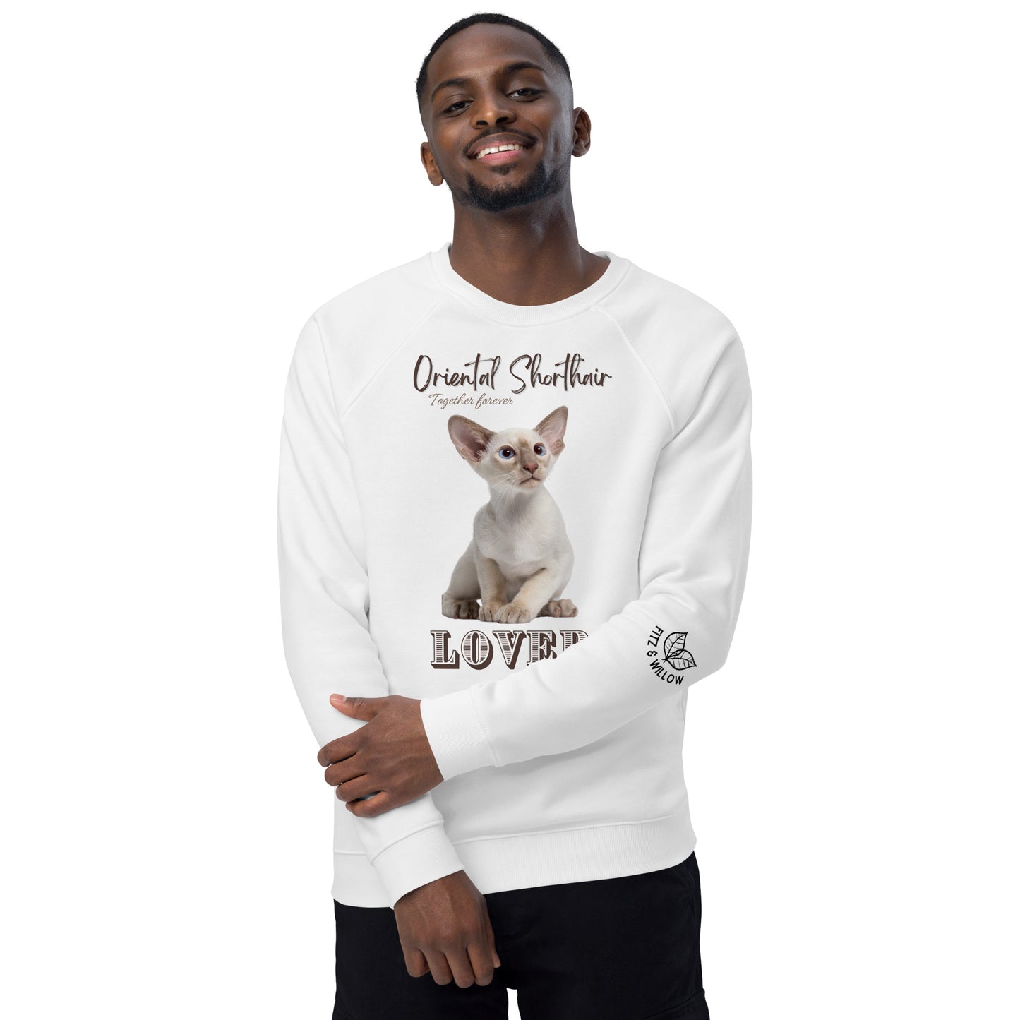 Oriental Shorthair Cat, organic raglan sweatshirt - Fitz & Willow