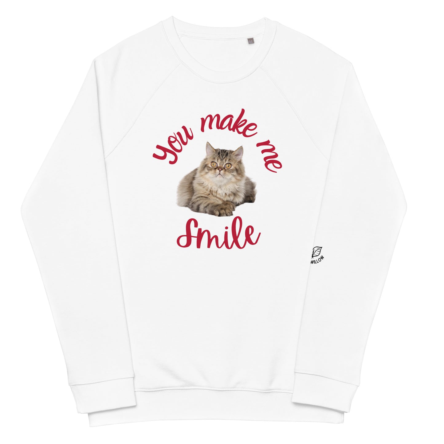 Unisex organic raglan sweatshirt, You make me smile - Fitz & Willow