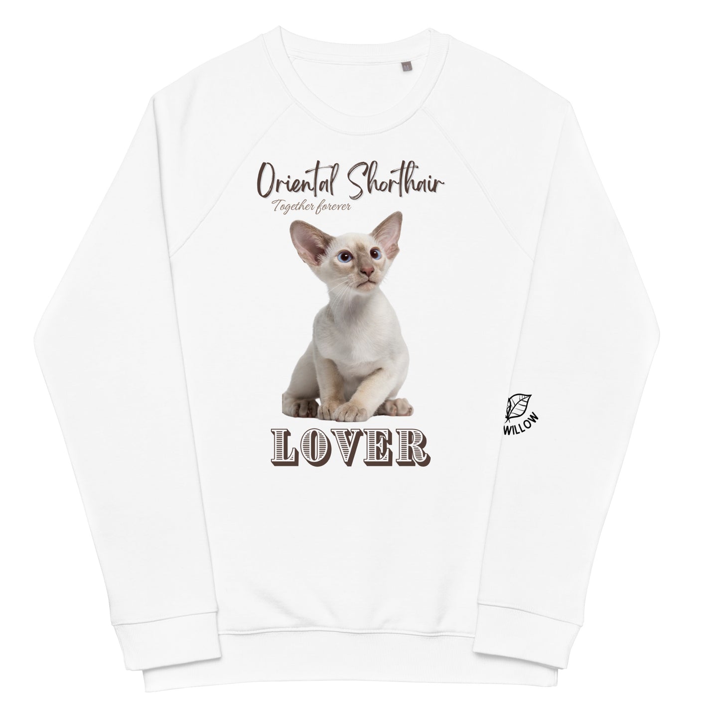 Oriental Shorthair Cat, organic raglan sweatshirt - Fitz & Willow