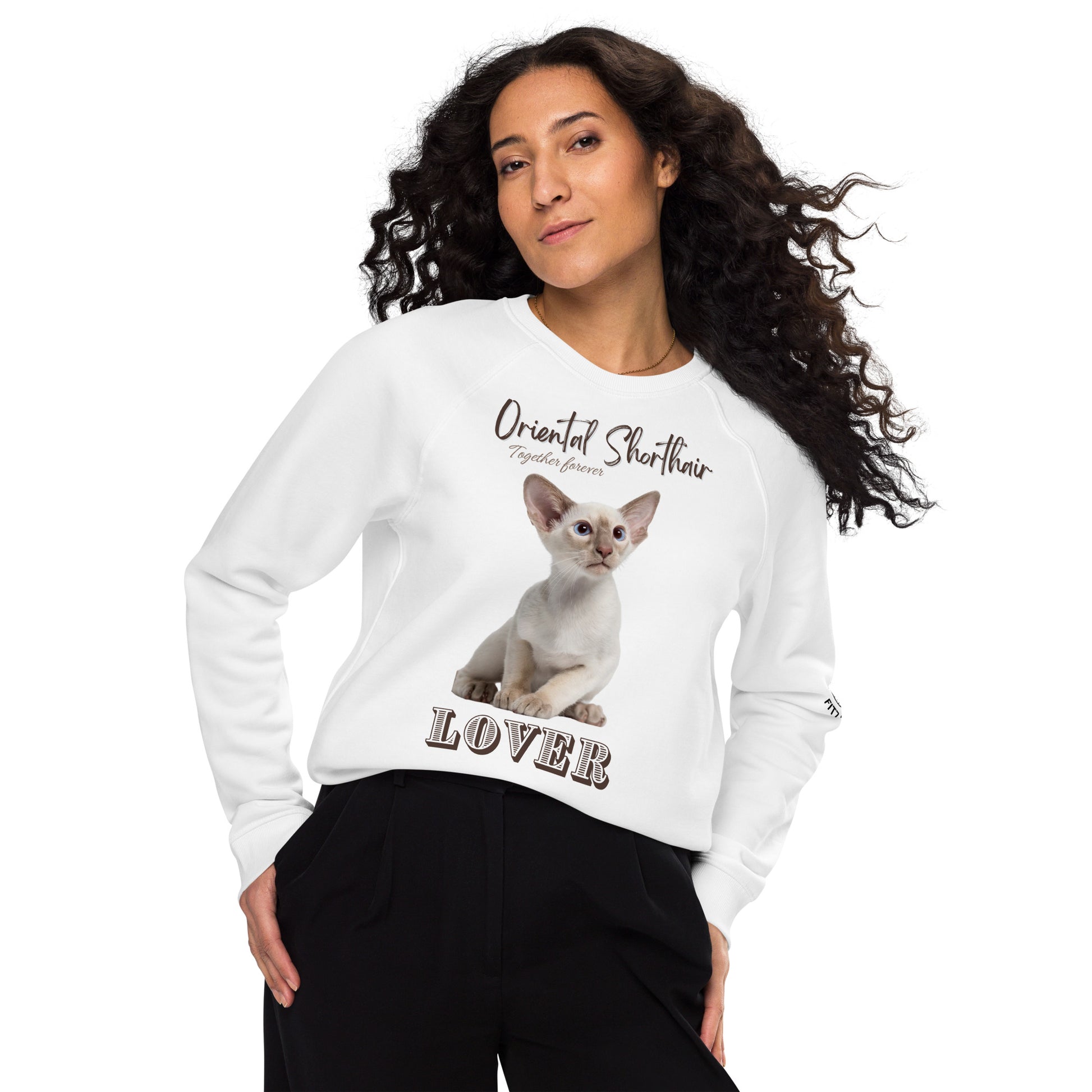 Oriental Shorthair Cat, organic raglan sweatshirt - Fitz & Willow