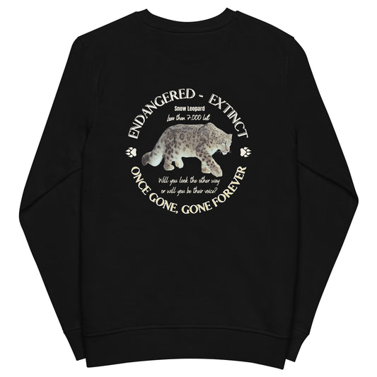 Unisex organic sweatshirt, Snow Leopard's Voice - Fitz & Willow