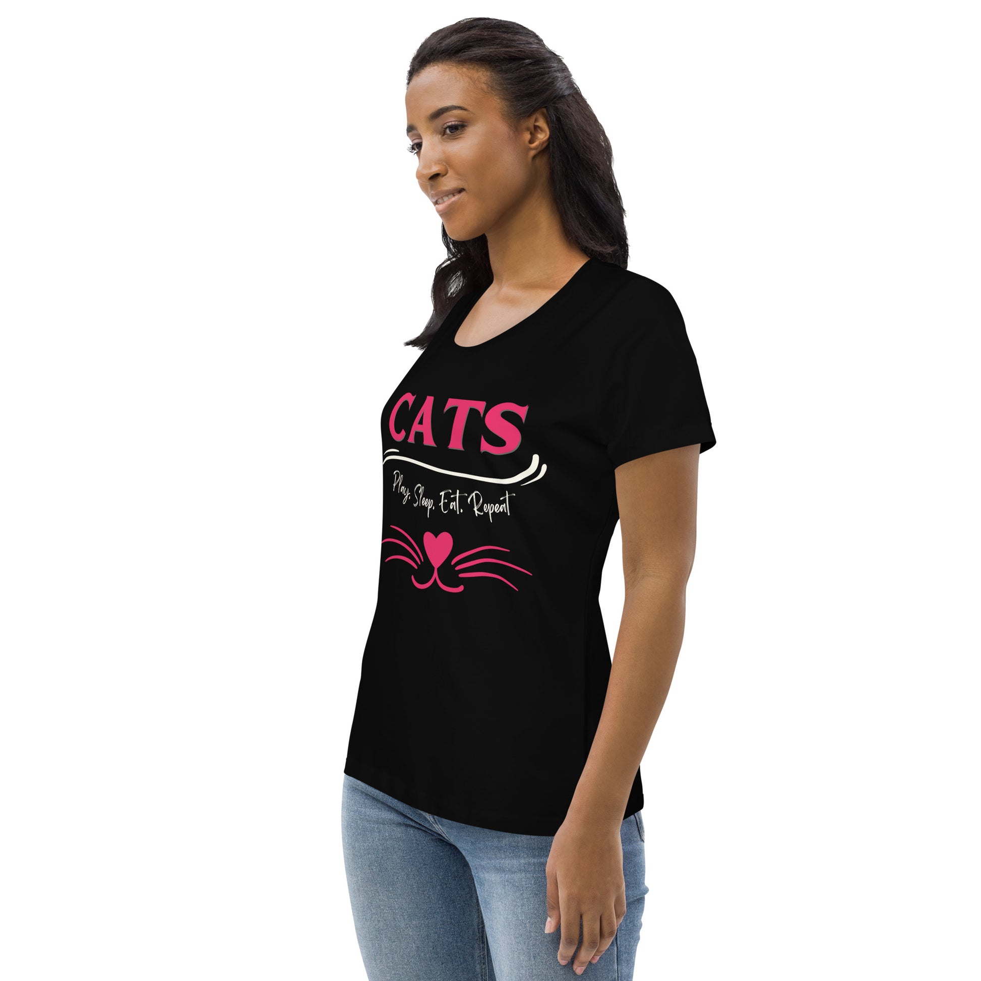 Cats, Women's fitted tee with cat quote and print - Fitz & Willow