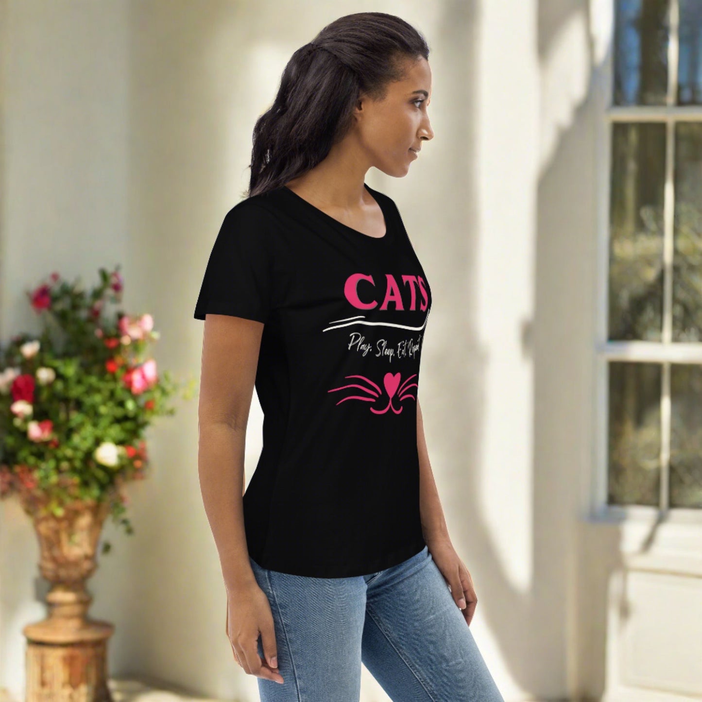 Cats, Women's fitted tee with cat quote and print - Fitz & Willow