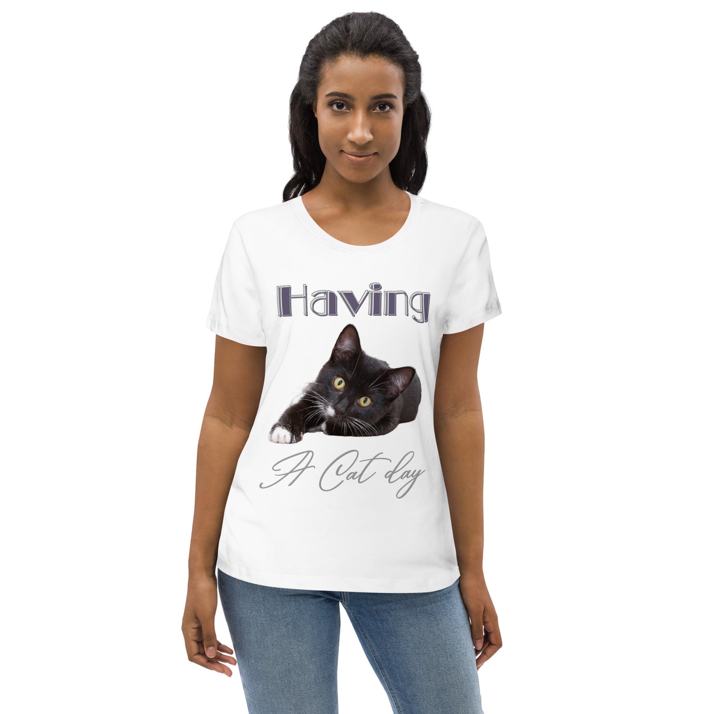 Women's fitted eco tee Cat day - Fitz & Willow - Fitz & Willow