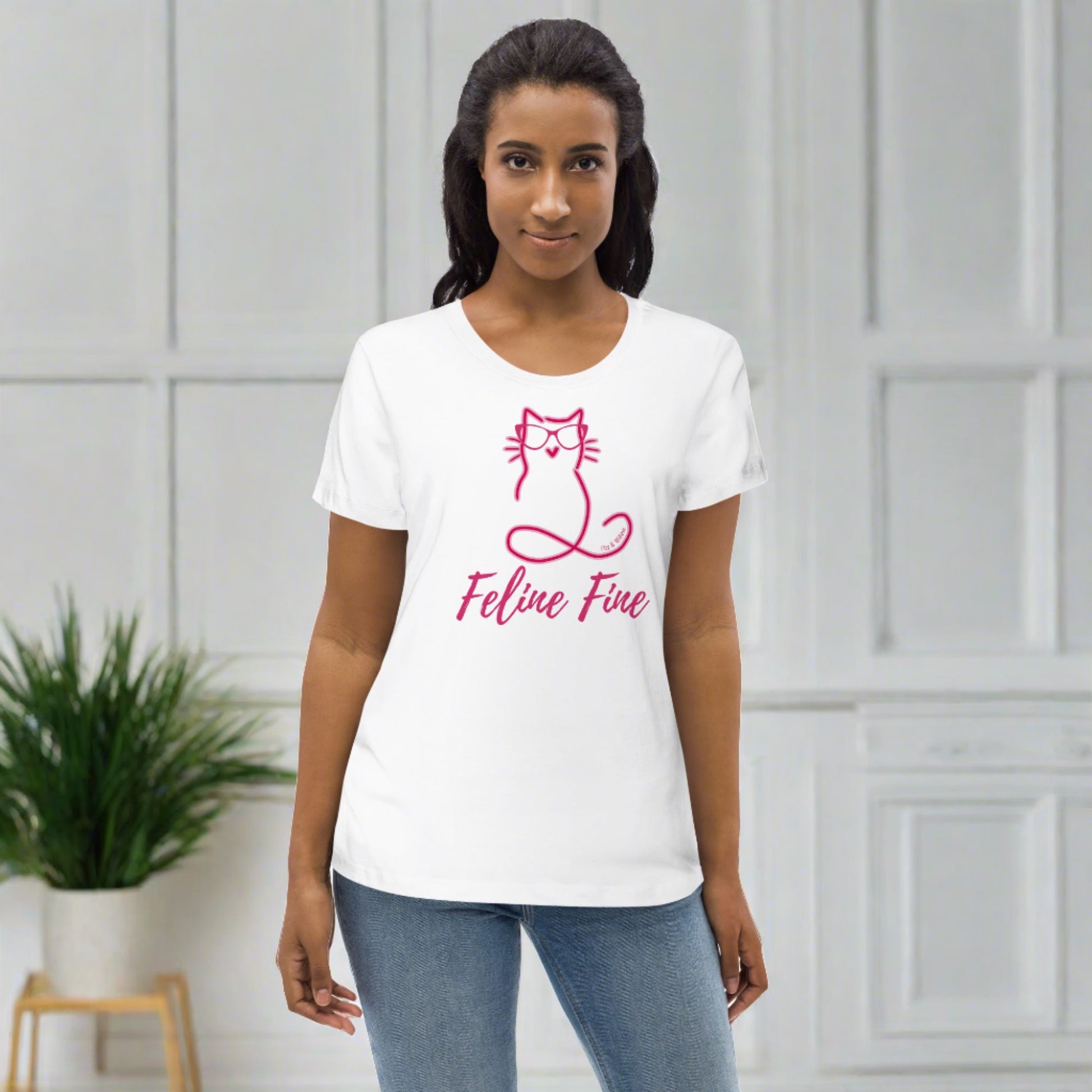 Feline Fine, Women's fitted tee - Fitz & Willow