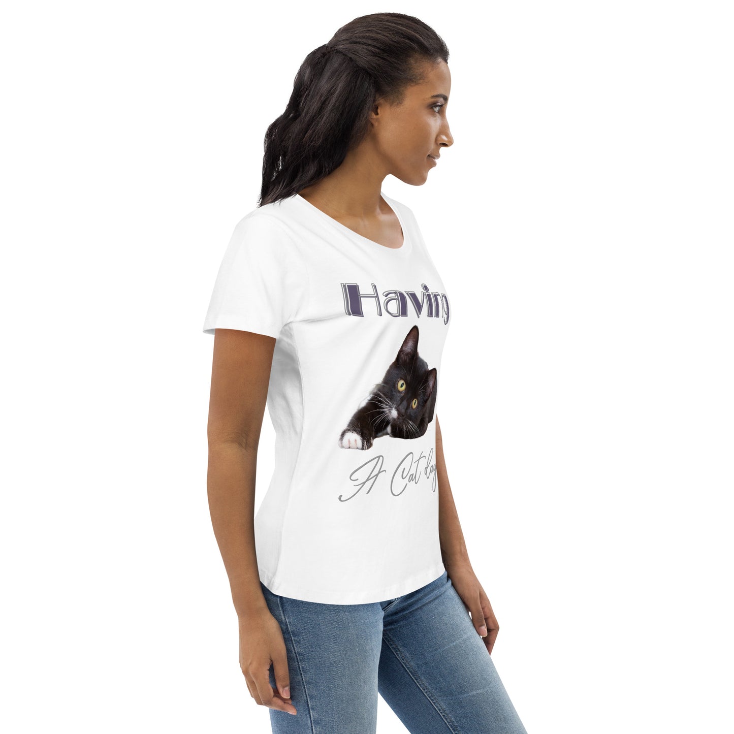 Women's fitted eco tee Cat day - Fitz & Willow - Fitz & Willow