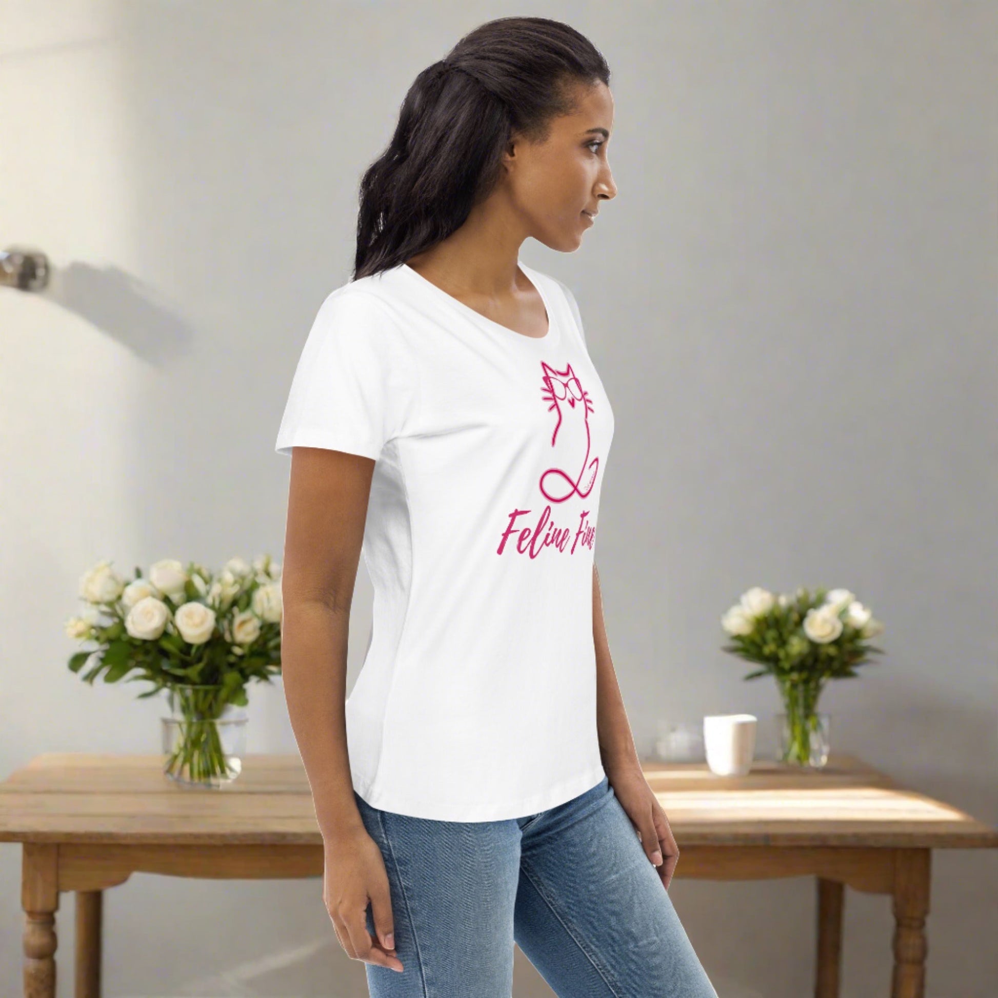 Feline Fine, Women's fitted tee - Fitz & Willow