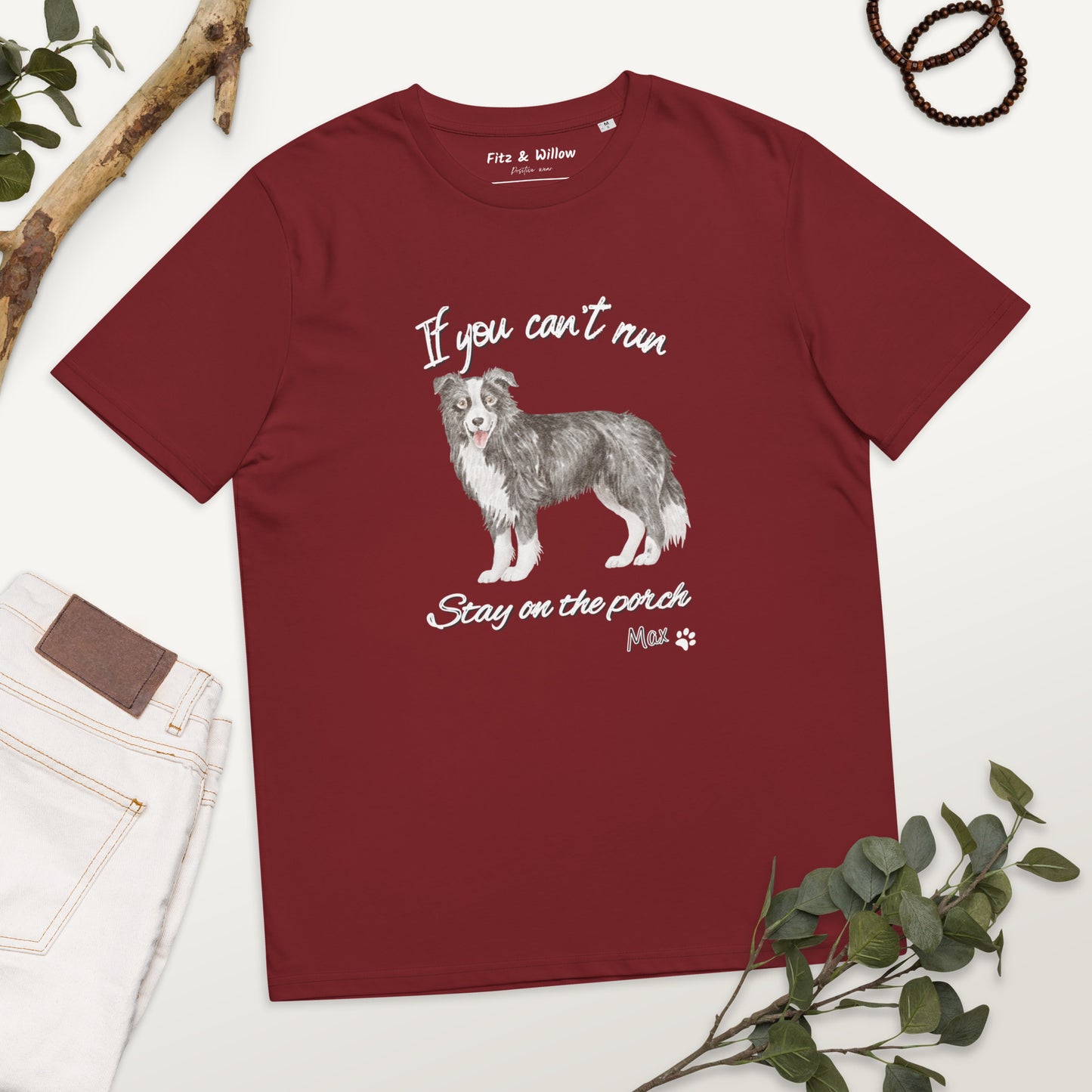 Unisex organic cotton t-shirt Border Collie Runner - Fitz & Willow