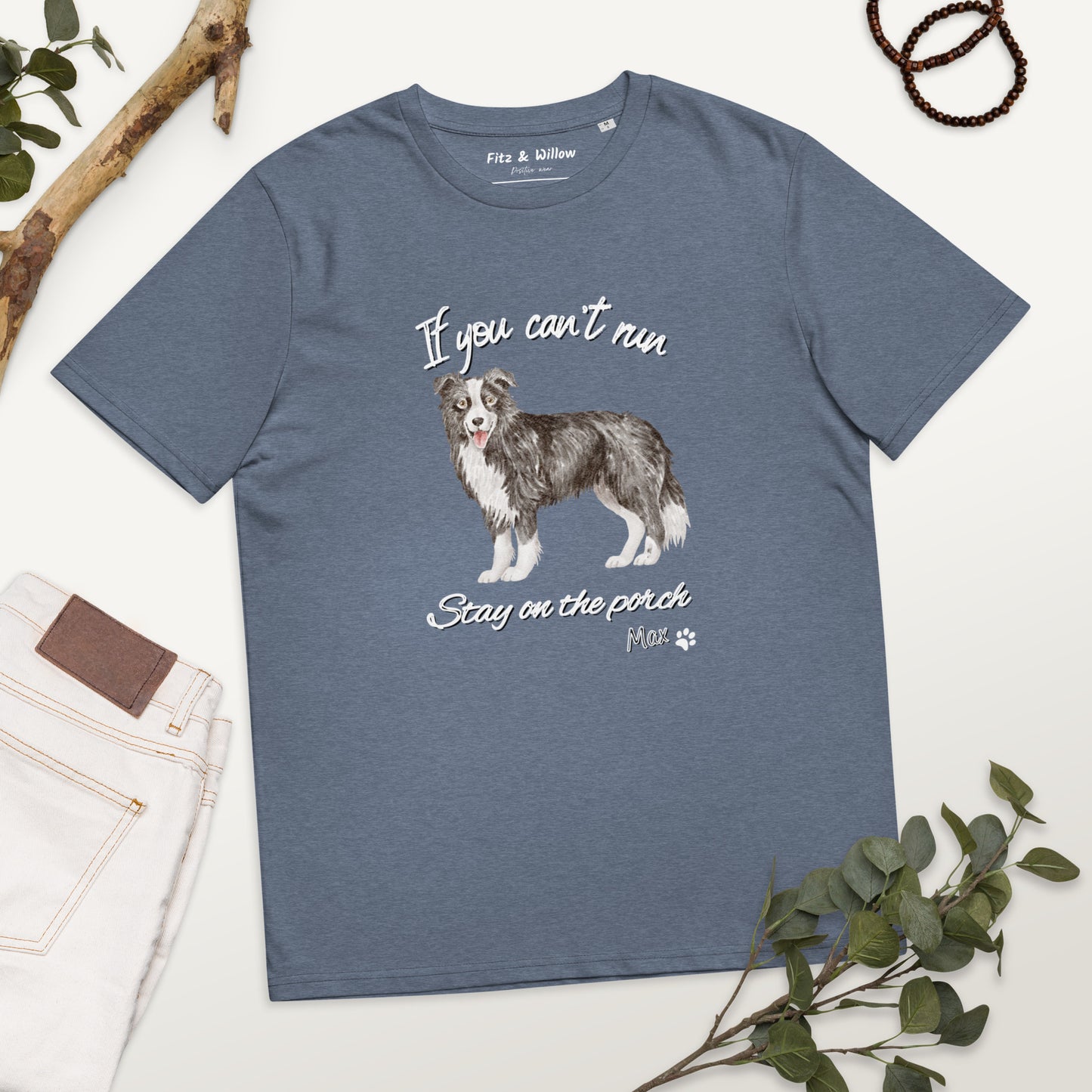 Unisex organic cotton t-shirt Border Collie Runner - Fitz & Willow