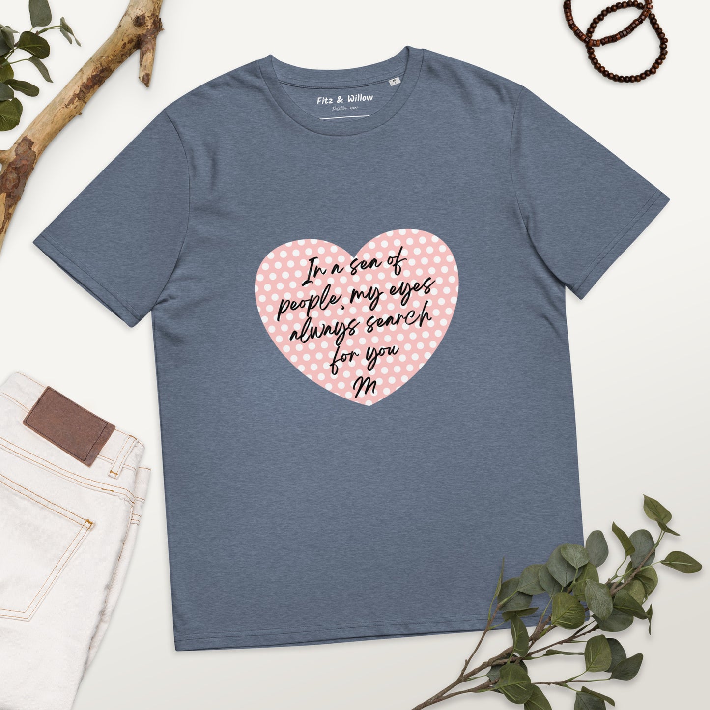 Unisex organic cotton t-shirt Heart - Fitz & Willow