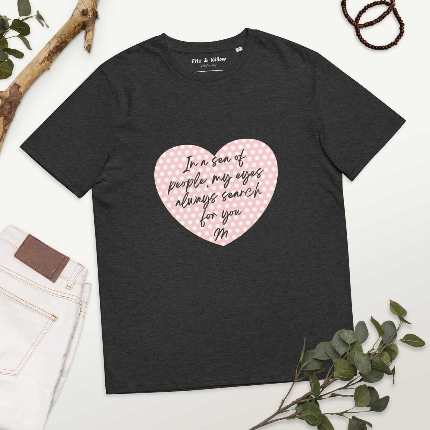 Unisex organic cotton t-shirt Heart - Fitz & Willow