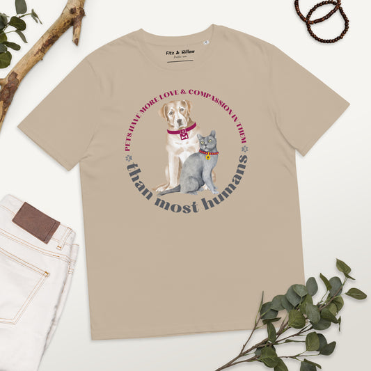 Unisex organic cotton t-shirt Cat & Dog Love - Fitz & Willow