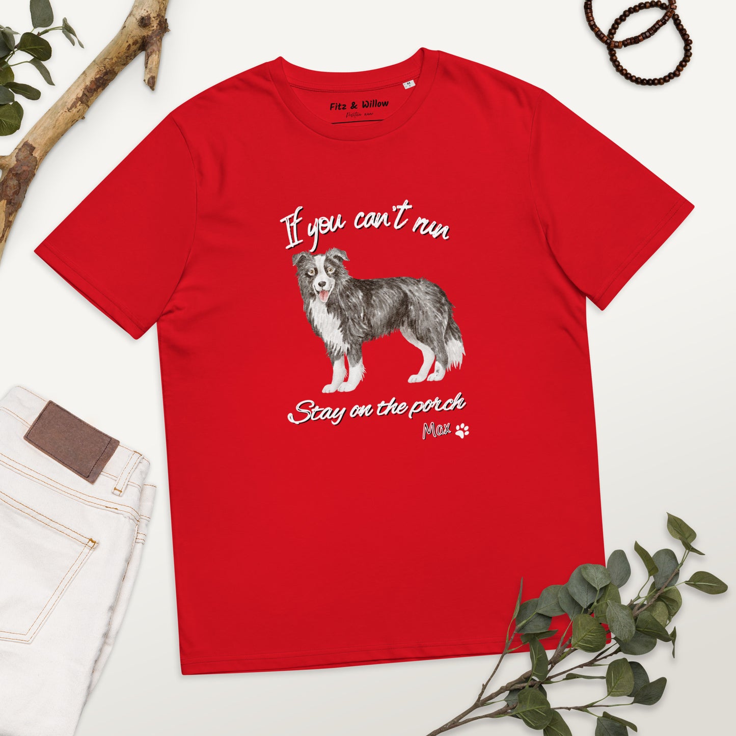 Unisex organic cotton t-shirt Border Collie Runner - Fitz & Willow