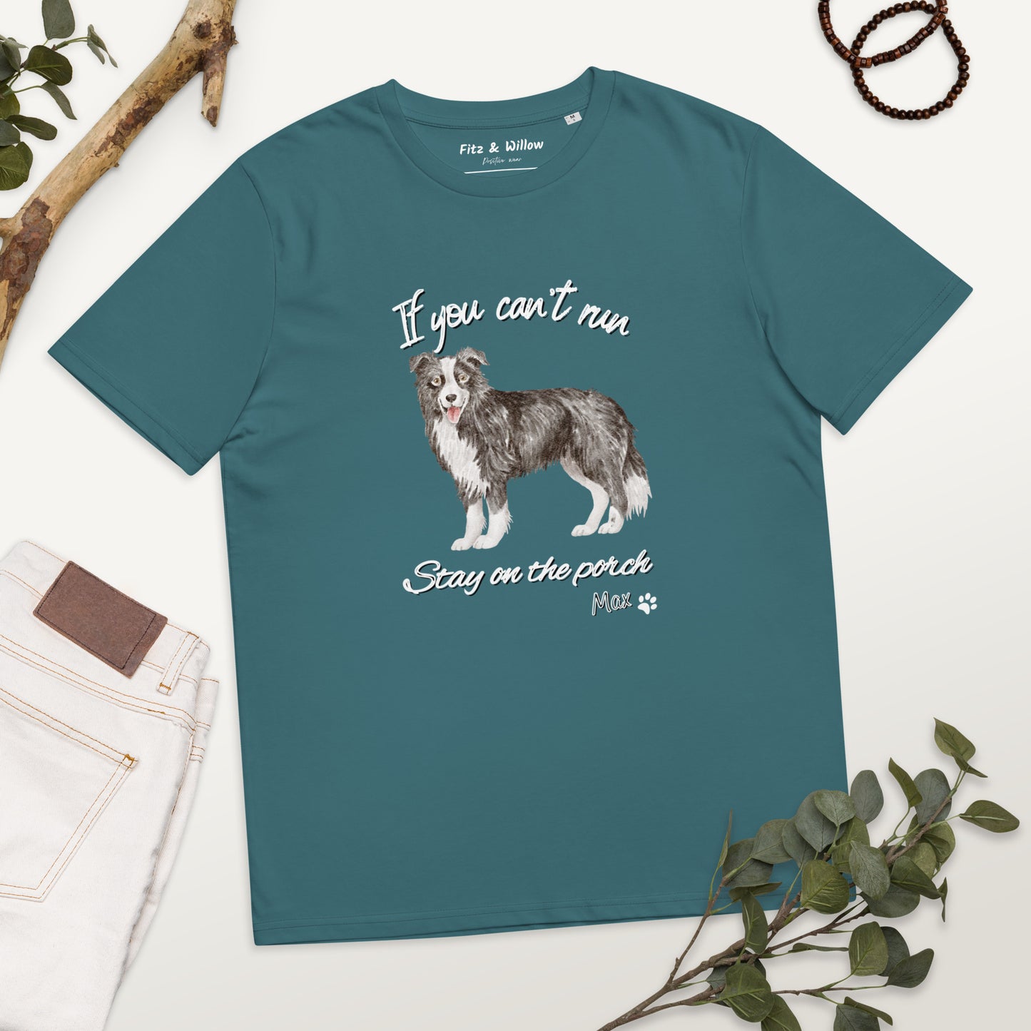 Unisex organic cotton t-shirt Border Collie Runner - Fitz & Willow