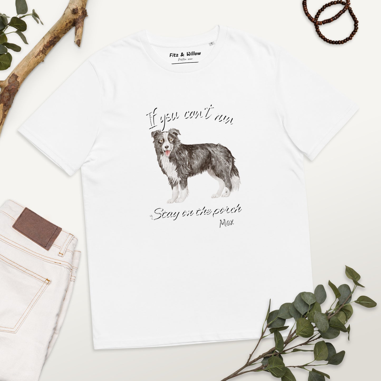 Unisex organic cotton t-shirt Border Collie Runner - Fitz & Willow