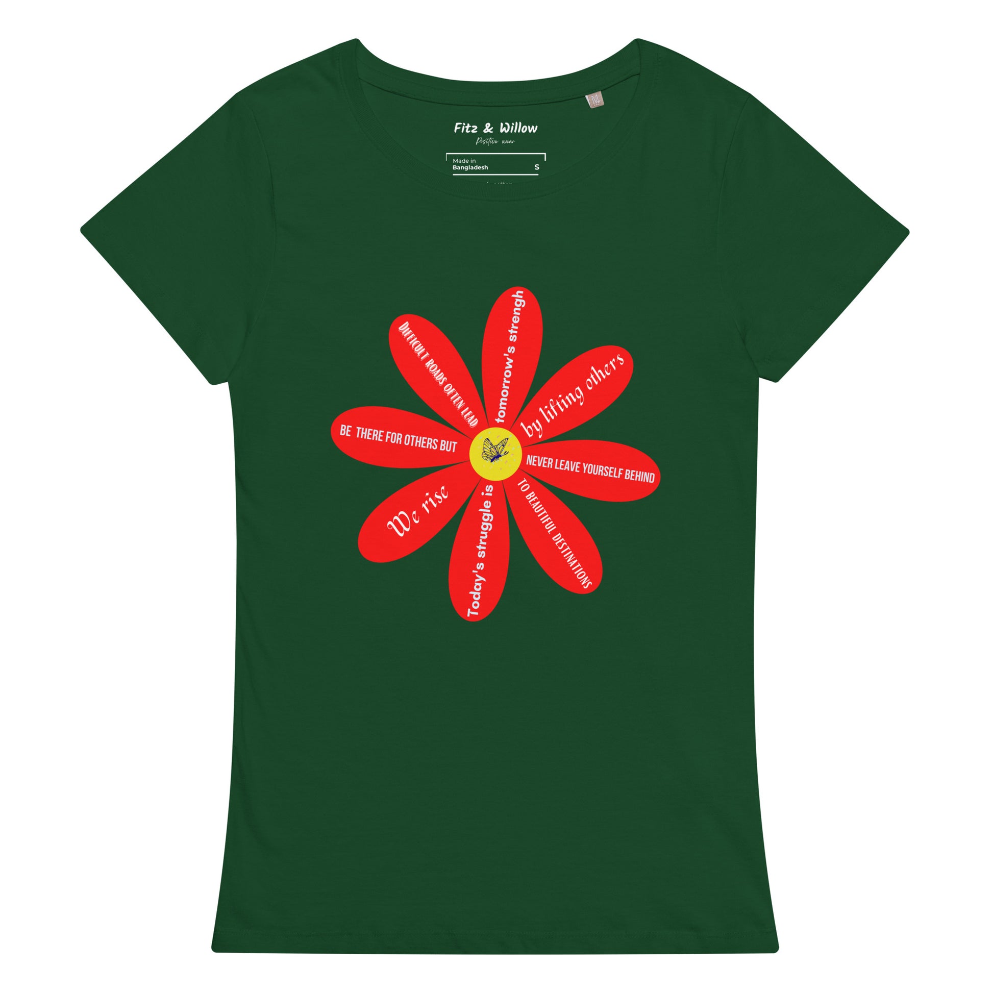Women’s basic organic t-shirt Flower Power - Fitz & Willow