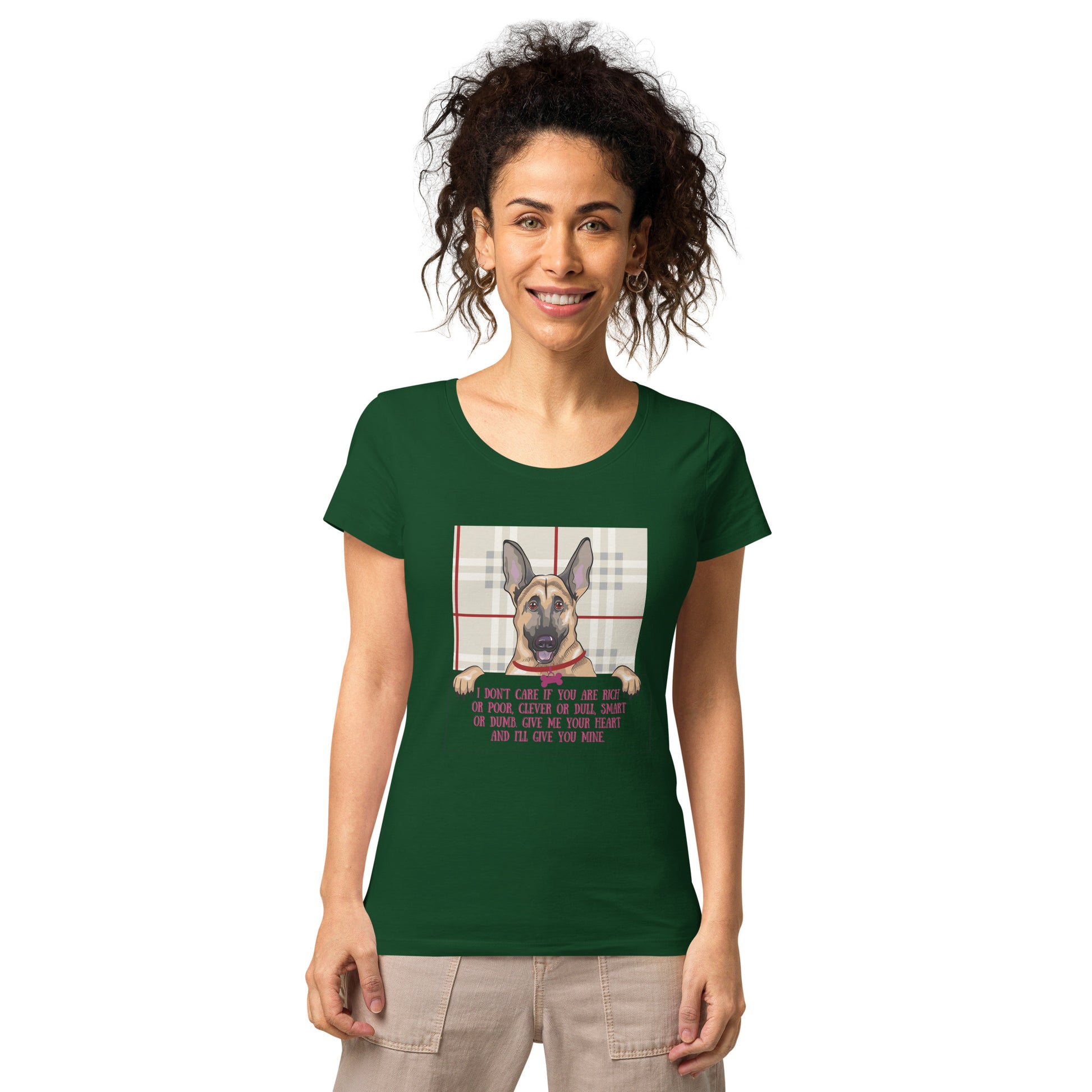Women’s basic organic t-shirt German Shepherd Heart - Fitz & Willow