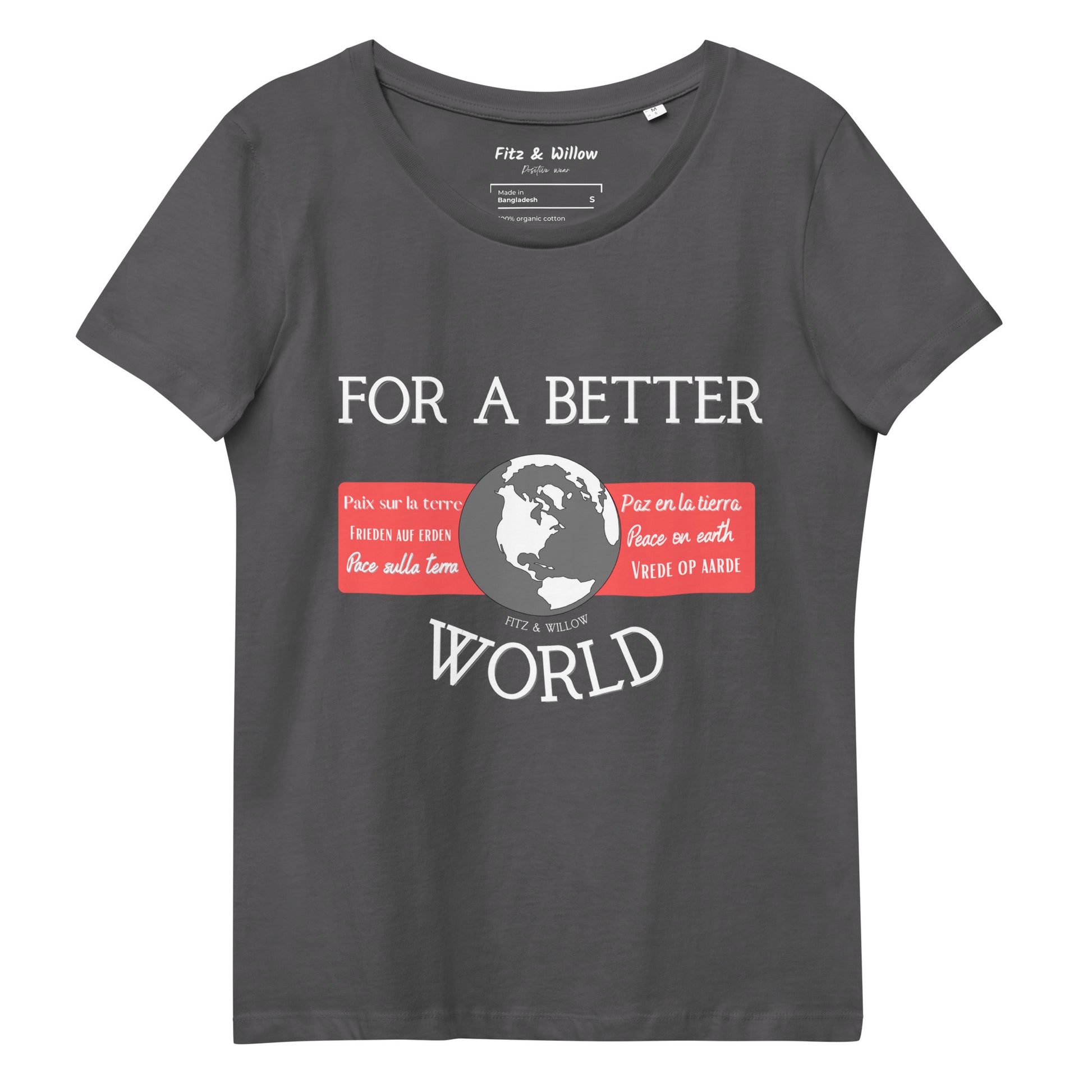 Women's fitted eco tee, For a better World - Fitz & Willow